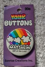 VINTAGE 1983 SONRISE CREATIONS Your Buttons RAINBOW PIN PINBACK Matthew picture