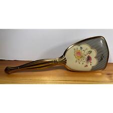 Antique Vintage Ornate Victorian Brass Vanity Hair Brush With Flowers picture