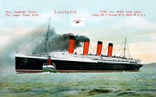 RMS LUSITANIA COLOR POSTCARD, ENLARGED, ENHANCED 8.5 X 11 INCH REPRINT picture