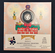 1989 Disney Mickeys Holiday Treasures Rarities Mint 4th Edition .999 Silver Coin picture