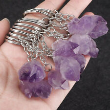 100pcs Amethyst Key Chain Natural Amethyst Crystal Point Chain Gemstone Reiki picture