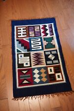 Colorful Small Vintage Hand woven Peruvian wool tapestry table mat wall hanging  picture