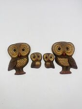 Owl Wall Plaques Set Of 4 Hanging Decor Big Eye Retro Kitschy Vintage MCM Family picture