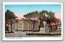 Lynn, MA-Massachusetts, City Hall Square, Foil Copper Windows , Vintage Postcard picture