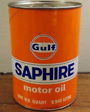 Vintage Original 1960's Gulf Saphire Motor Oil Can 1 Qt. Full picture