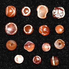 15 Ancient Pyu Culture Etched Carnelian Beads in Good Condition over 1000 Years picture