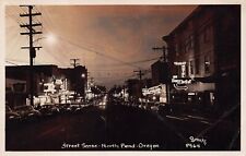 RPPC North Bend Oregon Main Street Advertising Neon Signs Photo Vtg Postcard A5 picture