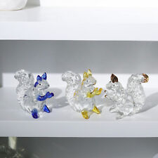 3Pcs Color Crystal Squirrel Figurines Collectible Glass Art Animal Ornament Gift picture