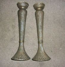 Vintage Pair of Cast Metal Candle Holders Bronze Color Federal Style 19