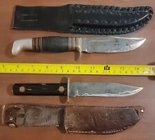 Lot of 2: Unbranded Vintage Fixed Blade Knifes With Sheaths. picture