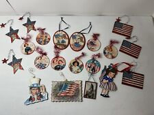July 4th Glittered Vintage Inspired Ornaments Lot picture