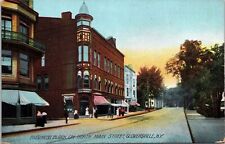 GLOVERSVILLE NY - North Main Street Business Block Postcard picture
