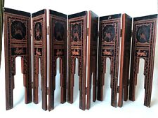 Vintage India Small 8 Panel Hanpainted Wooden Folding Screen, 19