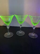 Uranium Vaseline Wine Stemware Glass Depression Set Of 3 picture
