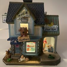 LEMAX Christmas Village WAG & WASH Pet Boutique Spa Lighted Sears No Box picture