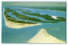 c1950's Aerial View Of Stump Pass Florida FL, Fishing Spots Vintage Postcard picture