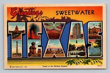 LINEN POSTCARD GREETINGS FROM SWEETWATER TEXAS picture