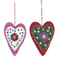Ganz Handcrafted 100% Wool Stitched Heart with Flower Choose Pink or Red picture