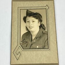 WWII? Patriotic Photo Woman Sweetheart Pin w/ Cardboard Frame Signed Vintage USA picture