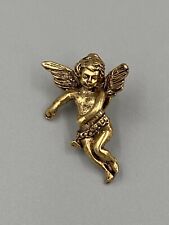 Vintage Cherub Angel Gold Colored Angel Lapel Hat Pin Brooch picture