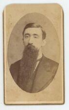Antique CDV Circa 1870s Handsome Man With Amazing Long Beard Hunt Raleigh, NC picture