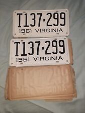 1961 Virginia License plates matched set unused in paper picture