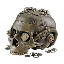 Steampunk Cogs & Gears Industrial Age Victorian Skull Vessel Treasure Container picture