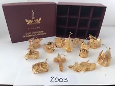 2003 Danbury Mint 23kt Gold Plated Christmas Ornament Complete Set Of 12 picture