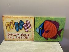 Beach Pictures Set Of 2 Todd Walk Beach Days Are Better/Tropical Fish ~10” X12” picture