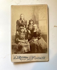 1890s Cabinet Card - Four Young Sisters - Runions Photo - Canton, NY - Nice Mark picture