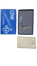 Vintage Case XX Blue Bone Masonic Freemason Freemasonry Folding Pocket Knife... picture