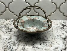 Porcelain Hand Painted Bowl/ Basket With Bronze Handle By Wong Lee 1895 picture