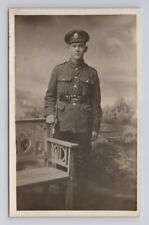 MILITARY RPPC Soldier British WWI Era Photo Postcard 6B picture