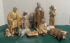 Vtg Ceramic 9 pc set Christmas Nativity Glossy Neutrals Glazed DUNCAN Mold 1983 picture
