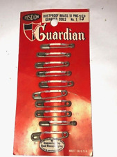 Vintage Guardian Safety Pins Rustproof Brass 10 On Card Size 1 Made in USA NOS picture