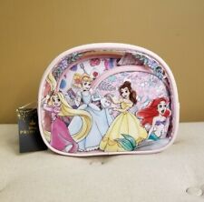 Disney Princess Pink Makeup Pouch Cosmetic Bag 3 Peice Set Ariel Belle Rapunzel picture