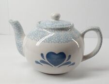 White Blue Heart Vintage Teapot 6