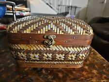 Vintage Woven Sewing Basket With Latch picture