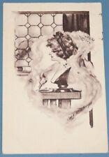 Artist Signed, Cobb Shinn, Smoke Dream, Woman's Bust Postcard 1915 picture