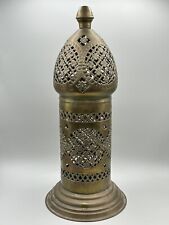 Vintage Middle Eastern Candle Holder & Pierced Copper Lantern Cover WAX 15” picture