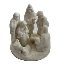 Vtg Ceramic Nativity Scene White Mary Joseph Jesus Shepherds Wise Men 1 Piece picture