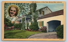 Postcard CA Beverly Hills Home of Alice Faye Picture Inset c1940s AF5 picture