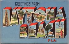 Vintage DAYTONA BEACH, Florida Large Letter Greetings Postcard Tichnor Linen picture
