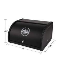 KL X458 Metal Bread Box/Bin/kitchen Storage Containers with Roll Top Lid (Black) picture