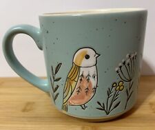 Spectrum Designz Spring Birds Floral Coffee Mug Blue Speckled Ceramic  18oz. NEW picture
