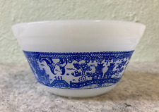 Vintage Federal Milk Glass with a Blue Willow Print Mixing Nesting 5