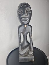 Vintage Handcrafted Wooden Sculpture Tribal Man with horsehair beard in lotus... picture