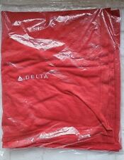 VTG Delta Air Lines *READ* Embroidered Logo Red Fleece Travel Blanket 60”x 42” picture