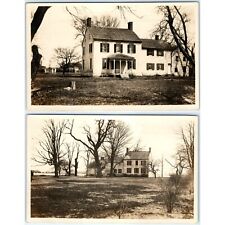 x2 SET c1900s Storm Damaged House RPPC Creepy Bare Trees Real Photo Postcard A85 picture