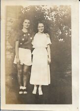 Two Young Ladies Photograph Outdoors 1930s Vintage Fashion 2 1/2 x 3 1/2 picture